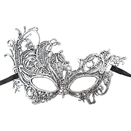 Licsaliwe Silberspitze Maskerade -Maske für Paare, halbe Gesichtsmaske mit Band für Maskerade -Balls Party Mardi Gras von Licsaliwe