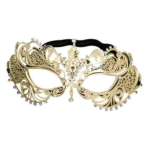 Licsaliwe Venezianische Maskerademaske für Frauen, Strass Metal Mardi Gras Mask für Lady Party Kostümzubehör von Licsaliwe