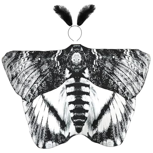 Mottenkostüm lebensechter Mottenflügel mit Federn Stirnband Schmetterlingsumhang Halloween-Kostüme für Damen und Herren Mottenkostüm lebensechter Mottenflügel mit Federn Stirnband Schmetterlingsumhang Halloween-Kostüme für Damen und Herren von Licsaliwe