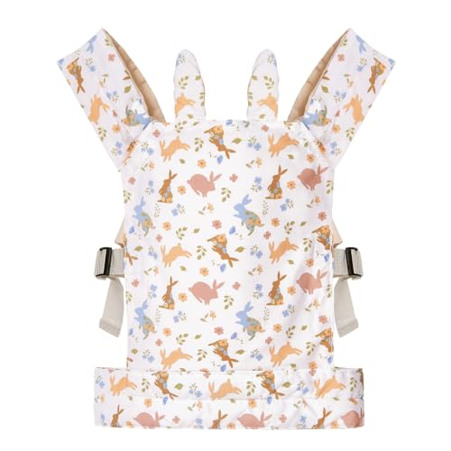 Lictin Puppentrage, Babytrage Puppe für Mädchen, Puppen Trage 100% Baumwolle, Puppenzubehör Niedliches Häschen, Puppen Babytrage mit Verstellbarem, Puppentragetuch für verschiedene Kindergrößen, Rosa von Lictin