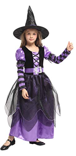 Hexe Halloween Kostüme für Mädchen Märchen Karneval Rollenspiel Party Cosplay Kleid Lila 10-12 Jahre von Licus