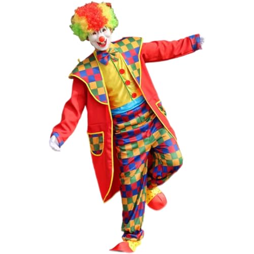 Licus Clown für Erwachsene, Herren, Halloween-Kostüm, Clown Verkleidungsset für Karneval, Rollenspiel, Cosplay, Bühnenshow, Party (Clown, 4XL) von Licus