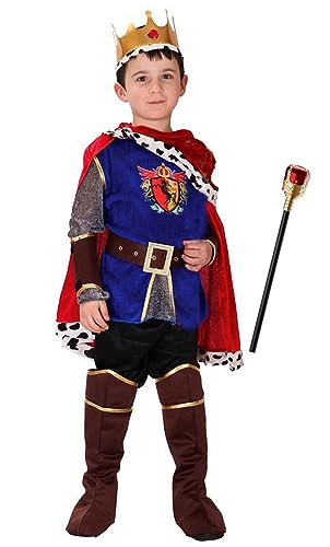 Licus Jungen Mittelalterlicher Fürst Prinz Adeliger König Halloween Kostüm Karneval Cosplay Rollenspiel Kostüm Blau 10-12 Jahre von Licus