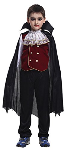 Licus Kinder Vampir Halloween Cosplay Dracula Gothic Junge Party Karneval Fasching Ankleiden 110-120 von Licus