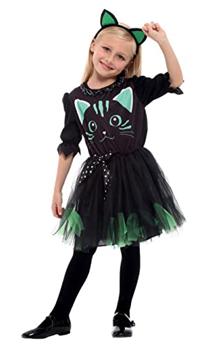 Licus Kostüm Katze Tier Mädchen Cosplay Kleid Kinder Halloween Karneval Allerheiligen Abend (10-12 Jahre, Katze), Mehrfarbig (Katzenmotiv) von Licus