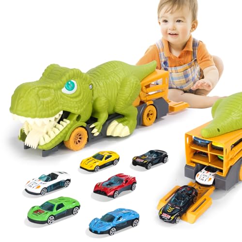 Lidasen Dinosaurier Schluck LKW Spielzeug für Kinder, Monster Tyrannosaurus Rex Transportauto Spielzeug mit 6PCS Mini Auto, Szenenaufbewahrung, Fahrzeuggeschenk für Jungen und Mädchen ab 3 Jahren Lidasen Dinosaurier Schluck LKW Spielzeug für Kinder, Monster Tyrannosaurus Rex Transportauto Spielzeug mit 6PCS Mini Auto, Szenenaufbewahrung, Fahrzeuggeschenk für Jungen und Mädchen ab 3 Jahren von Lidasen