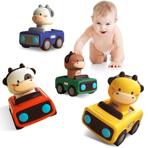 Lidasen Tierautospielzeug für Kleinkinder, 4 Stück Drücken und Loslegen Spielzeugautos für Kinder ab 18 Monaten+, Baby Cartoon Aufziehautos, Push-Go-Reibungsauto Sets für Jungen Mädchen Geschenke Lidasen Tierautospielzeug für Kleinkinder, 4 Stück Drücken und Loslegen Spielzeugautos für Kinder ab 18 Monaten+, Baby Cartoon Aufziehautos, Push-Go-Reibungsauto Sets für Jungen Mädchen Geschenke von Lidasen