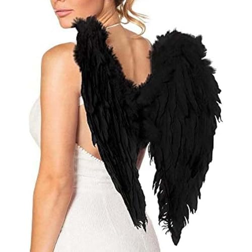 Lidssacde Black Swan Schwarze Engel Kostüm Damen - Engelsflügel Kostüm Damen Engel und Teufel Flügel Engelskostüm Devil Costume für Halloween Karneval von Lidssacde