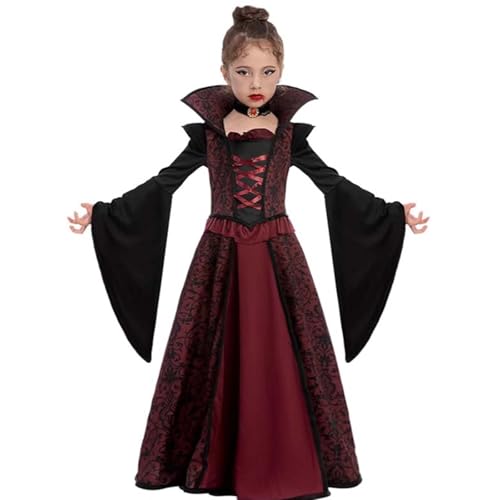 Lidssacde Vampir Kostüm Mädchen - Halloween Kostüm Kinder Mädchen Gruselig Halloween Kleid Vampirkostüm Halloweenkostüm Vampire Costume Kids Mittelalter Kleidung Kinder von Lidssacde