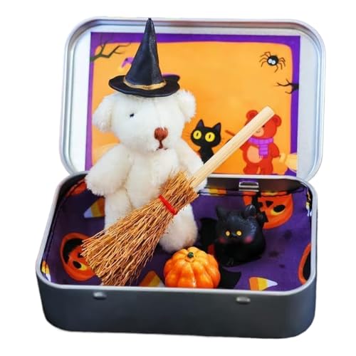 Halloween-Bär In Einer Box Für Süßes Oder Saures, Handgefertigter Mini Süßer Bär In Box, Mit Zaubererhut, Kürbis Und Katzendekorationen, Überraschungsbox Süßigkeiten Für Halloween Dekoration Halloween-Bär In Einer Box Für Süßes Oder Saures, Handgefertigter Mini Süßer Bär In Box, Mit Zaubererhut, Kürbis Und Katzendekorationen, Überraschungsbox Süßigkeiten Für Halloween Dekoration von Lieawy