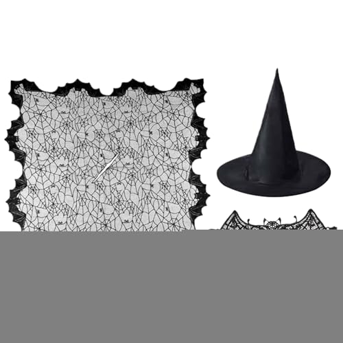Lieawy Hexenmantel,3 Stücke Spinnennetz Kostüm | Für Halloween Verkleidung Karneval Alltag Feiern Lieawy Hexenmantel,3 Stücke Spinnennetz Kostüm | Für Halloween Verkleidung Karneval Alltag Feiern von Lieawy