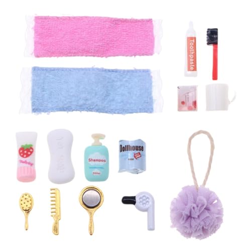 Lieawy Puppenhauszubehör Badezimmer,Badezimmerzubehör für Puppenhaus, 1:12 Puppenhaus-Badezimmer-Set, Miniatur-Badezimmer-Zubehör, Modell, Simulation, Haartrockner, Kamm für von Lieawy