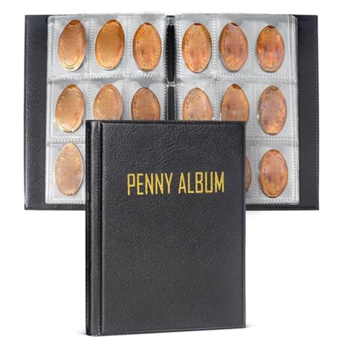 Pressed Penny Book - Coin Organizer Album Hält 108 Münzen, Compact Storage Binder, Clear Pocket Design, Sammeln Sie Display Für Kinder Erwachsene Viertel Rechnungen Dollar Stempel Andenken Geldspeiche von Lieawy