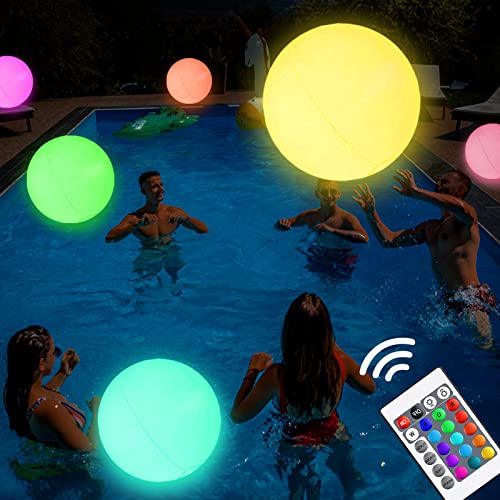 Lieberpaar Aufblasbarer LED Leuchtender Wasserball - 16'' wasserdichte Strandball mit Fernbedienung, Spielzeug für Erwachsene Kinder, Dekoration für Strand Garten Pool Party von Lieberpaar