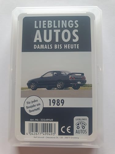 Lieblings Autos Auto Quartett 1989 Baujahr Geburtsjahr 36. Geburtstag Geschenk Spielkarten Neu von Lieblings Autos