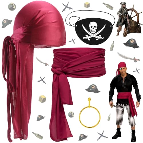Liekadijiae 4 Stück Piraten Kostüm Zubehör, Piratenkostüm Damen, Mittelalter Piratenkostüm Zubehör, Damen Herren Piraten Verkleidung Accessories, Kopftuch Schärpe Gürtel Augenmaske Ohrringe Liekadijiae 4 Stück Piraten Kostüm Zubehör, Piratenkostüm Damen, Mittelalter Piratenkostüm Zubehör, Damen Herren Piraten Verkleidung Accessories, Kopftuch Schärpe Gürtel Augenmaske Ohrringe von Liekadijiae