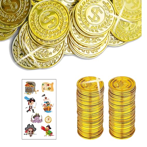 Liekadijiae 50 Stücke Goldmünzen Kinder + 1 Kindertattoos,Plastikgoldmünzen,Piratenmünzen,Spielmünzen,Für Piratenparty, Piraten Deko, Schatzsuchspiel,Schatzkiste Füllung Kindergeburtstag Liekadijiae 50 Stücke Goldmünzen Kinder + 1 Kindertattoos,Plastikgoldmünzen,Piratenmünzen,Spielmünzen,Für Piratenparty, Piraten Deko, Schatzsuchspiel,Schatzkiste Füllung Kindergeburtstag von Liekadijiae