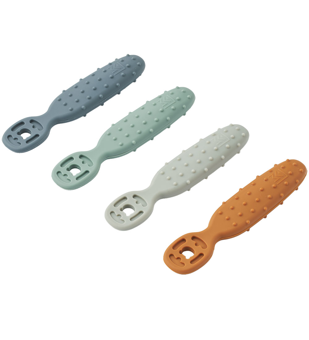 Liewood Babylöffel - Silikon - 4er-Pack - Caelia - Whale Blue Mu - Liewood - One Size - Kinderbesteck von Liewood