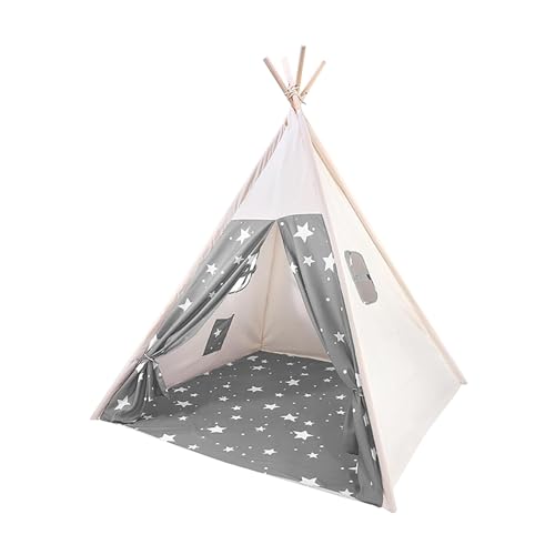 Lifemaison Kindertipi Spielzelt Polyester 120x120x130cm,Kinderzelt weiß Kindertipi im Montessori-Stil Polyester und Holzrahmen,Tipi Zelt für Kinder,Polyester Tippi Kinderzelt für Outdoor und Indoor von Lifemaison