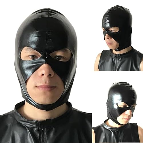 LifenaviStore PVC Vollkopf-Kapuze Schwarz Spandex Halloween Kostüm mit 3 Löchern für Partys (Schwarz) von LifenaviStore