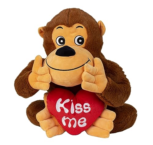 Lifestyle & More Plüschtier Teddybär Gorilla mit rotem Herz KISS ME Höhe 40 cm sitzend kuschelig weich von Lifestyle & More
