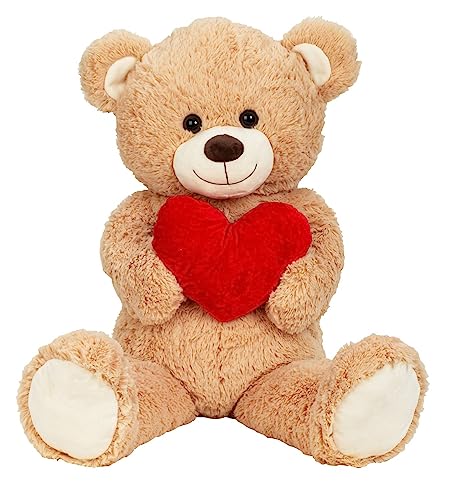 Lifestyle & More Riesen Teddybär Kuschelbär XL100 cm groß braun mit Herz Plüschbär Kuscheltier samtig weich von Lifestyle & More