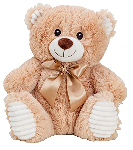 Lifestyle & More Teddybär Kuschelbär Braun mit Schleife 27 cm groß Plüschbär Kuscheltier samtig weich von Lifestyle & More