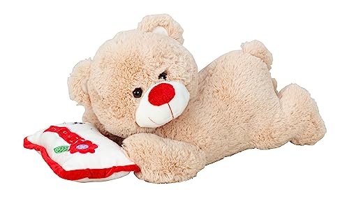 Lifestyle & More Teddybär Kuschelbär Schlafbär liegend auf Kissen 44 cm lang Plüschbär Kuscheltier samtig weich von Lifestyle & More