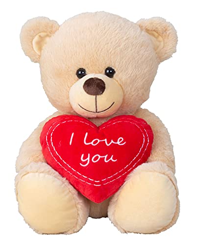 Lifestyle & More Teddybär Kuschelbär mit Schleife und Aufschrift I Love You 30 cm groß Plüschbär Kuscheltier samtig weich von Lifestyle & More