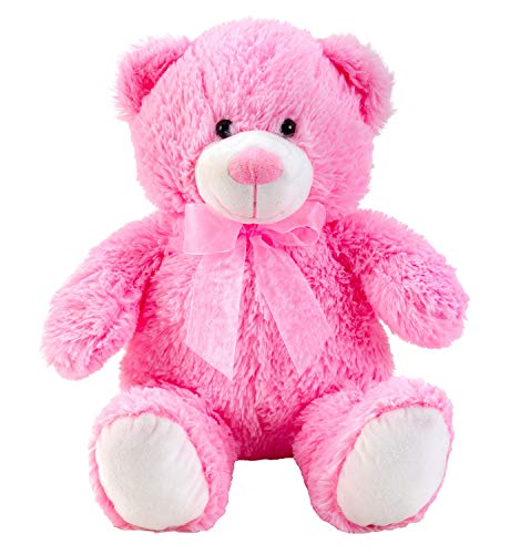 Lifestyle & More Teddybär Kuschelbär rosa mit Schleife 50 cm groß Plüschbär Kuscheltier samtig weich von Lifestyle & More