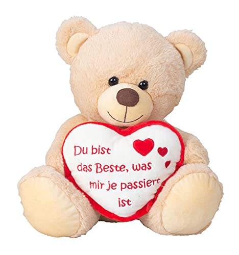 Lifestyle & More Teddybär Kuschelbär mit Herz und Aufschrift 30 cm groß Plüschbär Kuscheltier samtig weich von Lifestyle & More