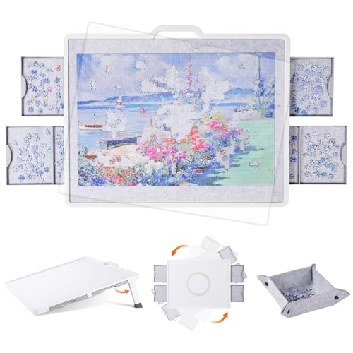 Lifewit 1500 Teile Drehbares Puzzlebrett mit 4 Schubladen/Abdeckung,88,9 x 68.5cm Tragbarer Puzzlebrett mit Kippbaren Halterungen Filzablagen, Multifunktionaler Puzzletisch für Arbeit/Spiel,Weiß Lifewit 1500 Teile Drehbares Puzzlebrett mit 4 Schubladen/Abdeckung,88,9 x 68.5cm Tragbarer Puzzlebrett mit Kippbaren Halterungen Filzablagen, Multifunktionaler Puzzletisch für Arbeit/Spiel,Weiß von Lifewit