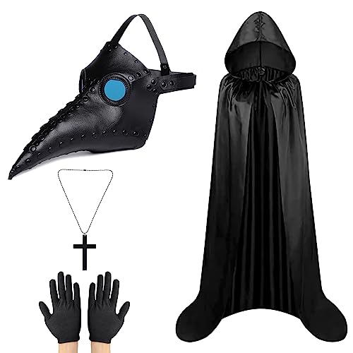 Lange Nase Schnabelmaske, Pestarzt Maske, Pestdoktor Kostüm Mit Umhang, Steampunk Maske Kostüm Requisiten für Halloween Cosplay Party Lange Nase Schnabelmaske, Pestarzt Maske, Pestdoktor Kostüm Mit Umhang, Steampunk Maske Kostüm Requisiten für Halloween Cosplay Party von Lifreer