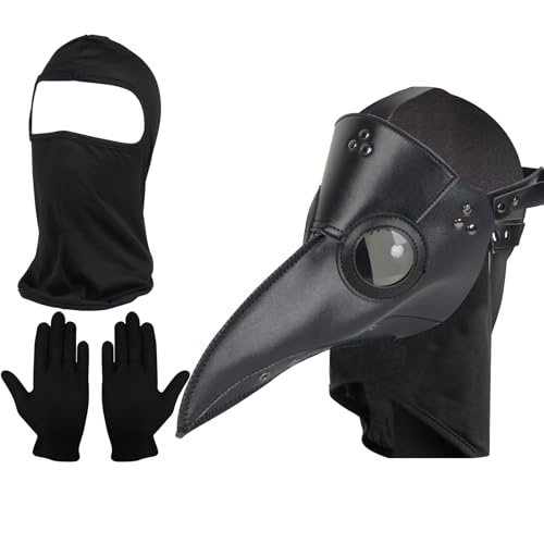 Lifreer Pest Doktor Maske, Retro Leder Vogelmaske lange Nase Schnabel Steampunk Requisiten Vogelmaske und schwarze Handschuhe, Vollgesichtsmaske für Halloween Party Kostüm Zubehör Lifreer Pest Doktor Maske, Retro Leder Vogelmaske lange Nase Schnabel Steampunk Requisiten Vogelmaske und schwarze Handschuhe, Vollgesichtsmaske für Halloween Party Kostüm Zubehör von Lifreer