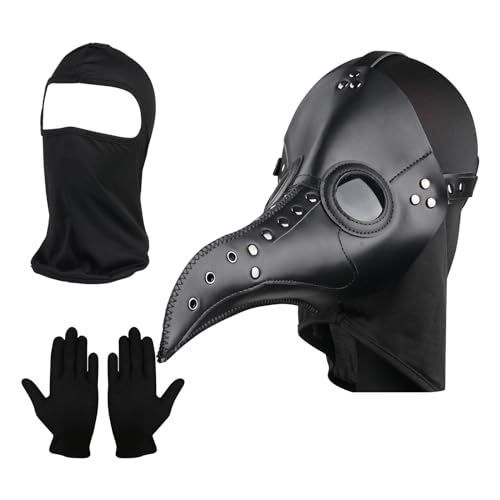 Lifreer Plague Doctor Maske, Retro Leder Vogelmaske Lange Nase Schnabel Steampunk Requisiten Vogelmaske und Schwarze Handschuhe Vollgesichtsmaske für Halloween Party Kostüm Zubehör Lifreer Plague Doctor Maske, Retro Leder Vogelmaske Lange Nase Schnabel Steampunk Requisiten Vogelmaske und Schwarze Handschuhe Vollgesichtsmaske für Halloween Party Kostüm Zubehör von Lifreer