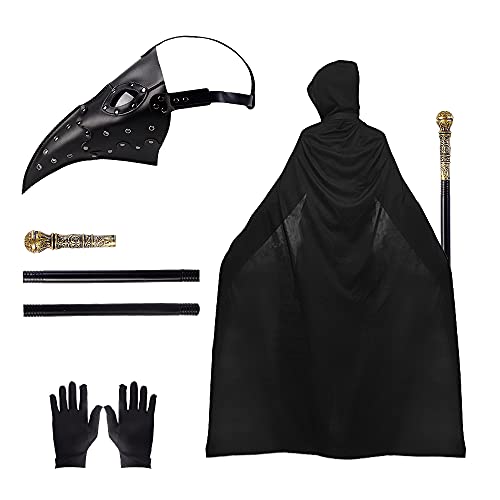 Pest Ärzte Maske Lange Nase Vogel Steampunk Maske Halloween Maske mit Unisex Kapuze Umhang Stock Schwarze Handschuhe für Maskerade Halloween Kostüm Requisiten Pest Ärzte Maske Lange Nase Vogel Steampunk Maske Halloween Maske mit Unisex Kapuze Umhang Stock Schwarze Handschuhe für Maskerade Halloween Kostüm Requisiten von Lifreer