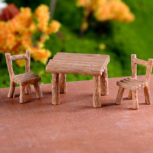 1 Set Fairy Garden Furniture, Synthetic Harz Miniaturtisch und Stuhl Fairy Garden Accessoires Outdoor für Dollhouse Micro Landscape Accessoires, Outdoor von Ligeinsrk