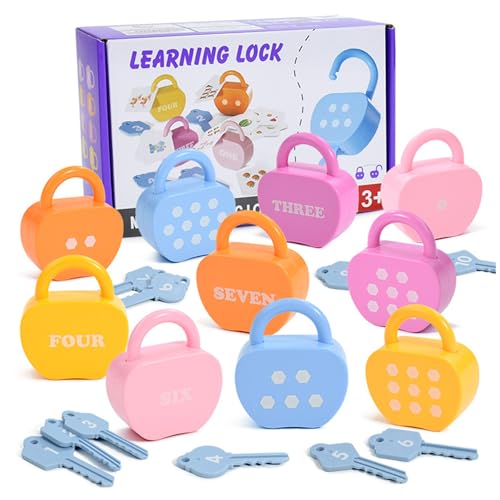 1 Set Lock- und Schlüsselspielzeug Ursache-Effekt-Spielzeug Montessori Baby Keys Spielzeugset mit 10 appelförmigen Schlössern, 10 Schlüssel und 20 Karten für Kleinkinder 3+, Sperre Schlüssel 1 Set Lock- und Schlüsselspielzeug Ursache-Effekt-Spielzeug Montessori Baby Keys Spielzeugset mit 10 appelförmigen Schlössern, 10 Schlüssel und 20 Karten für Kleinkinder 3+, Sperre Schlüssel von Ligeinsrk