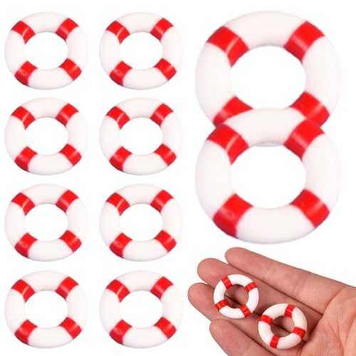 10pcs Dollhouse Accessoires, Harz Mini -Lebensring, 1 Zoll winziges Lebenserfahrungsring für Micro Landscape Dollhouse Mini Stranddekoration, Accessoires von Ligeinsrk