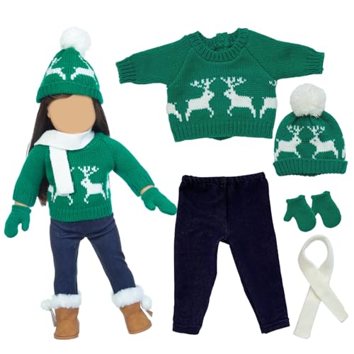 18 Zoll Puppenkleidung süße gestrickte amerikanische Puppenkleidung Winter -Outfit, einschließlich Pulloverhosen Hats Handschuhe und Schals für Geschenke Style 2 18 Zoll von Ligeinsrk