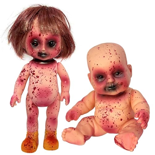 2 PCs gruselige Puppe Bloody gestorbene Mädchen & Boy 10 in Halloween Scary Haunted Doll hängende PVC tragbare Horrorpuppen für Spukhaus, Streichspiel, Living Dead Dolls, gruselig von Ligeinsrk