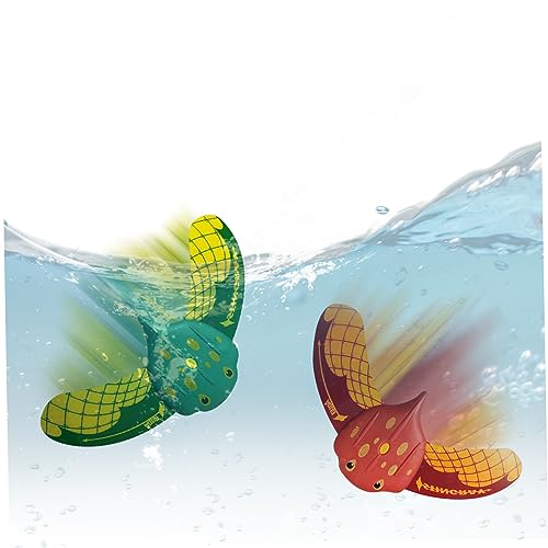 2 Pack Stingray Unterwasser-Segelflugzeug kleiner Stingray-Segelflugzeug mit verstellbaren Flossen Schwimmen Diving Pool Spielzeug selbstgedrucktes lustige Wasserspiele für Kinder und Erwachsene (rot von Ligeinsrk