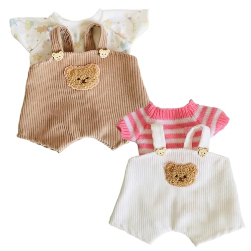2 Sets Puppenkleidung, 12/30 cm Teddybärenkleidung Cord-Overall Strickpullover T-Shirt süß gefülltes Tiertuch für DIY-Dressing-Bärenspielzeug, Stofftier, Puppe von Ligeinsrk