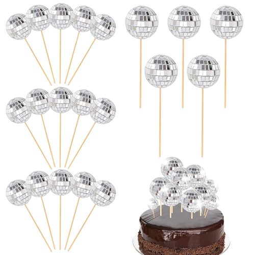 20pcs Disco Ball Cake Topper, 2 Größe Mini Disco -Bälle mit Holzstock -Kuchen -Topper zum Geburtstag 1970er Themenpartyzubehör, Ball, Mini -Bälle 20pcs Disco Ball Cake Topper, 2 Größe Mini Disco -Bälle mit Holzstock -Kuchen -Topper zum Geburtstag 1970er Themenpartyzubehör, Ball, Mini -Bälle von Ligeinsrk