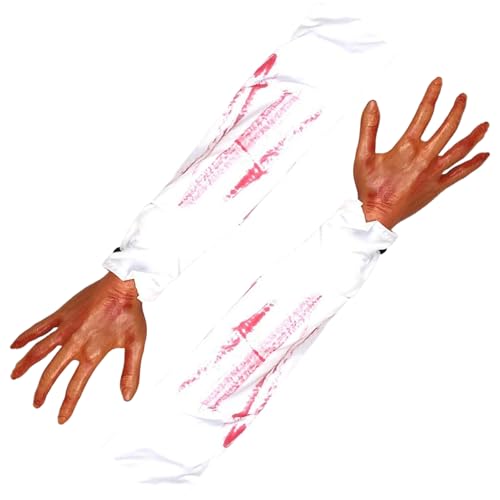 2pcs Halloween -Hände, 21 Zoll abgetrennten falschen Arm mit weißer Stoffhülle, weiche realistische Halloween -Körperteile, gruselige Halloween -Requisiten für Spukhaus, Halloween -Kostümparty -Dekor von Ligeinsrk