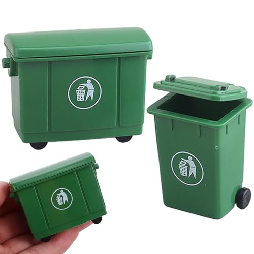 2pcs Miniaturmüll mit offenbarem Deckel, Puppenhaus Mini -Mülleimer können Outdoor -Szenen -Requisiten für DIY Crafts Doll House Möbel, grüne, Halloween -Dekorationen modellieren von Ligeinsrk