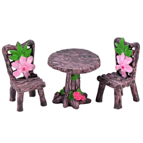 3pcs/Set Fairy Garden Supplies, runder Miniaturtisch mit Blumendekor, exquisiter Miniaturstuhl, Harzpuppenhausmöbel für Zuhause, Mikrolandschaft, Feengartenvorräte, Garde 3pcs/Set Fairy Garden Supplies, runder Miniaturtisch mit Blumendekor, exquisiter Miniaturstuhl, Harzpuppenhausmöbel für Zuhause, Mikrolandschaft, Feengartenvorräte, Garde von Ligeinsrk
