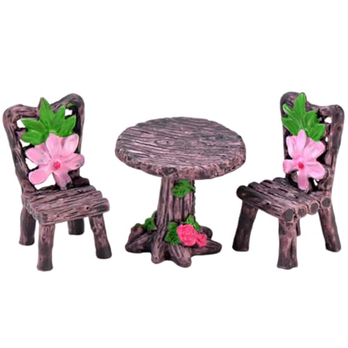 3pcs/Set Fairy Garden Supplies, runder Miniaturtisch mit Blumendekor, exquisiter Miniaturstuhl, Harzpuppenhausmöbel für Zuhause, Mikrolandschaft, Feengartenvorräte, Garde 3pcs/Set Fairy Garden Supplies, runder Miniaturtisch mit Blumendekor, exquisiter Miniaturstuhl, Harzpuppenhausmöbel für Zuhause, Mikrolandschaft, Feengartenvorräte, Garde von Ligeinsrk