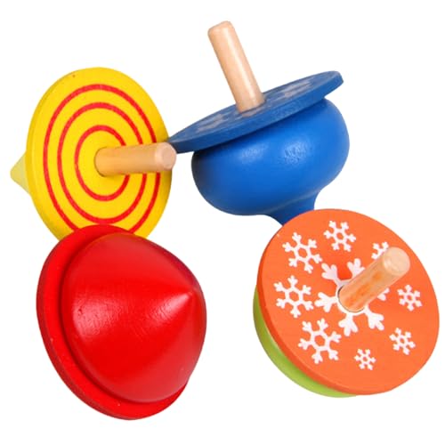 4PCS Gyroscope Toy, hölzerne Klassische farbenfrohe leichte Spinnentwicklung Top Educational Developmental Stress Relief Spinning Toy für Jungen und Mädchen, Gyroscope, Top von Ligeinsrk