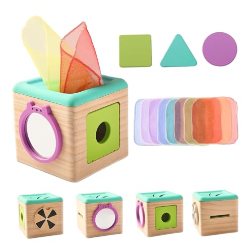 Baby Tissue Box Spielzeug, pädagogisches sensorisches Spielzeug für Babys mit Seidenschal und Blöcken, Holzgewebeschachtel mit Spiegel für Kleinkinder -Jungen -Mädchen -Geschenke, Babyspielzeug, Sinn Baby Tissue Box Spielzeug, pädagogisches sensorisches Spielzeug für Babys mit Seidenschal und Blöcken, Holzgewebeschachtel mit Spiegel für Kleinkinder -Jungen -Mädchen -Geschenke, Babyspielzeug, Sinn von Ligeinsrk